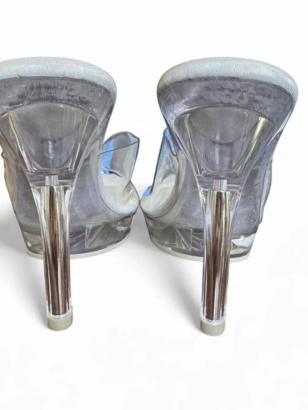 The Shoe Fairy Olympian Mule Clear Platform Competition Heels